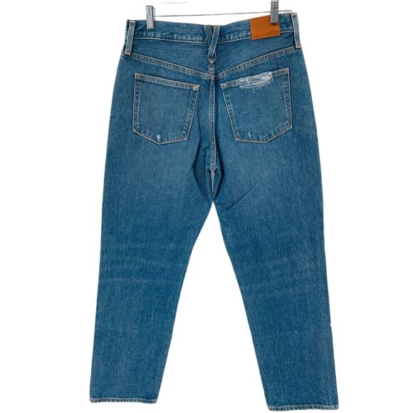 J Crew Blue Denim Straight Leg Slouchy Boy Friend Hi Rise Distressed Jeans 27 - Picture 3 of 15